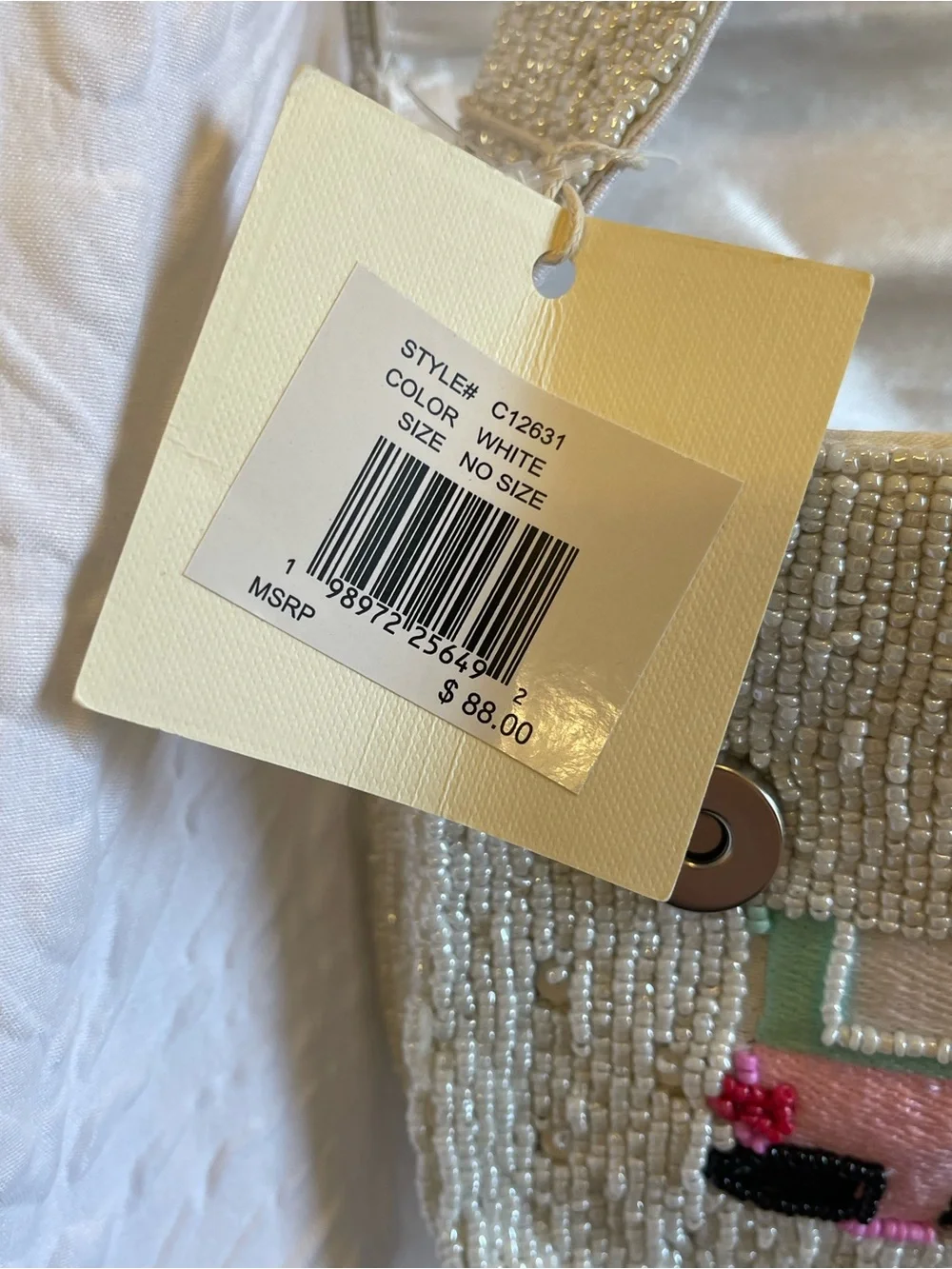 Sol & Mer White Beaded Ice Cream Truck Shoulder Bag - NWT **